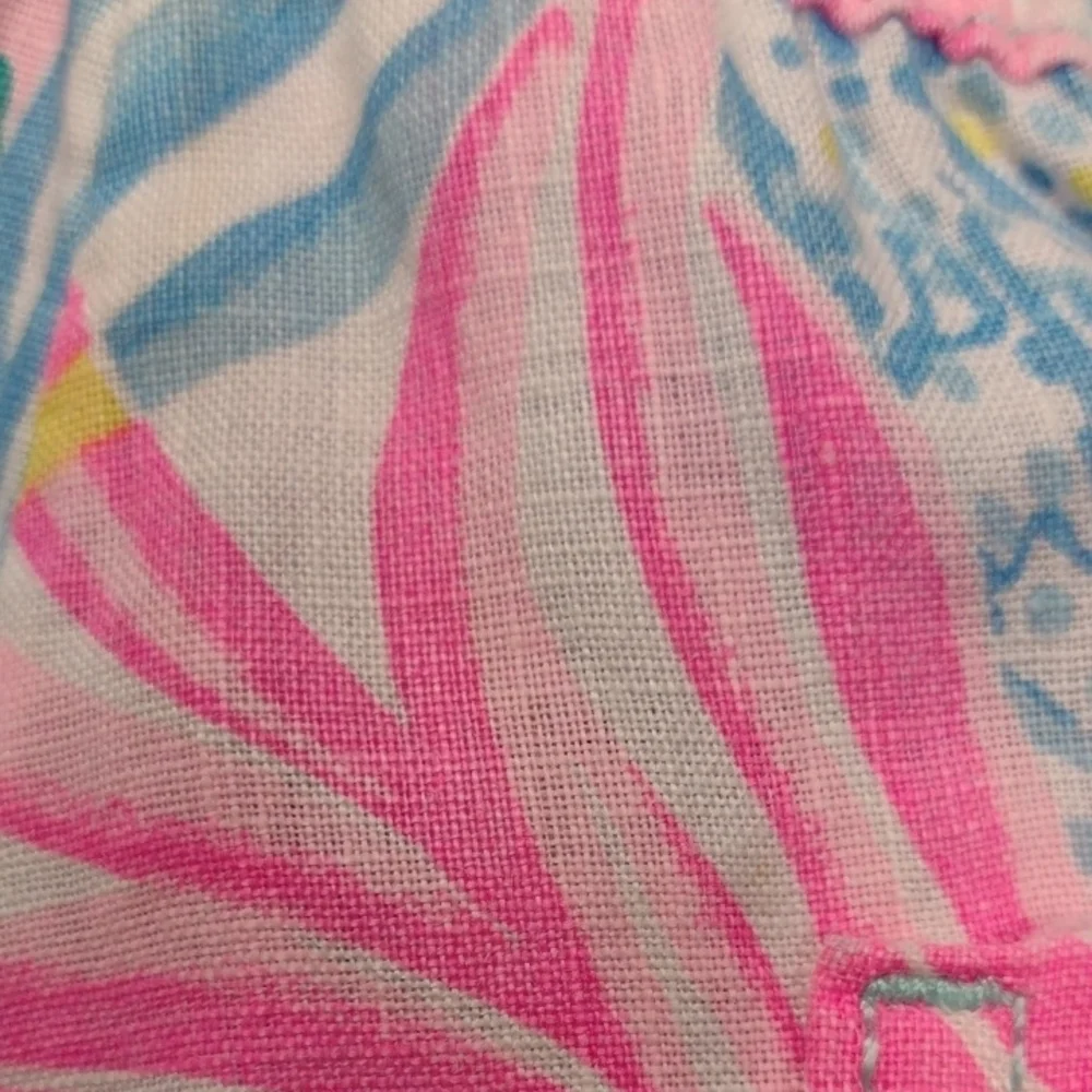 Lilly Pulitzer 100% linen Pink and Blue Tropical Pants - Picture 15 of 16